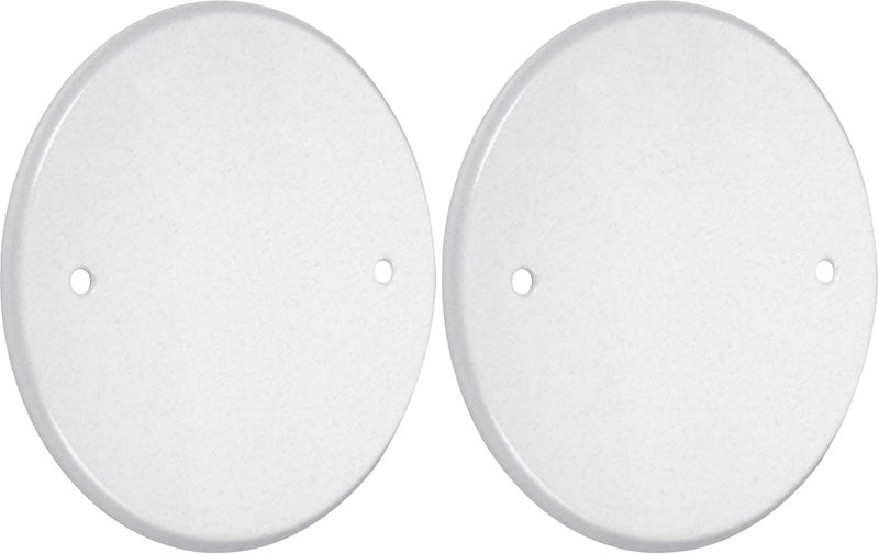 TayMac LPB3400 Flat Round Blank Plate Metallic 5 4-Inch. Box Mount, White Finish (Pack of 2) - Image 1
