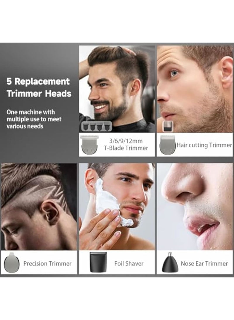 Zikra Cordless Hair Clippers for Men, Beard Trimmer, 14 Piece Men‚Äôs Grooming Kit with Hair & Nose Trimmer Electric Shaver, Professional Electric Shaver with LCD Display, Gray - Image 2