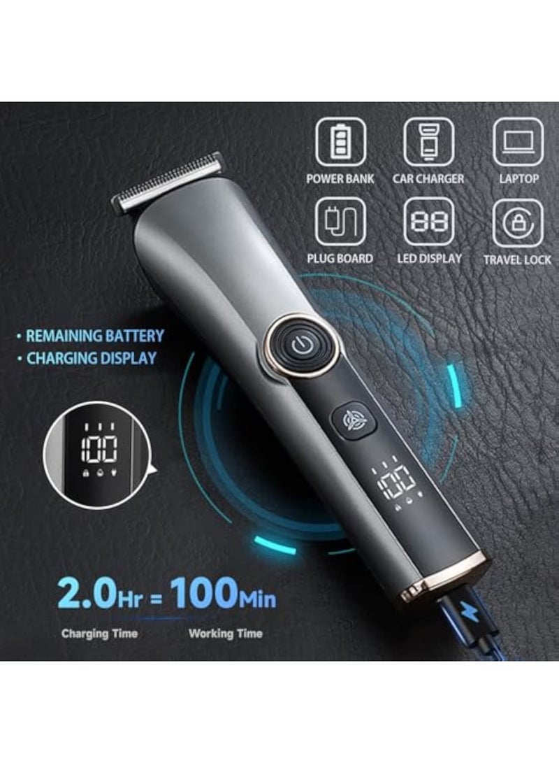 Zikra Cordless Hair Clippers for Men, Beard Trimmer, 14 Piece Men‚Äôs Grooming Kit with Hair & Nose Trimmer Electric Shaver, Professional Electric Shaver with LCD Display, Gray - Image 4