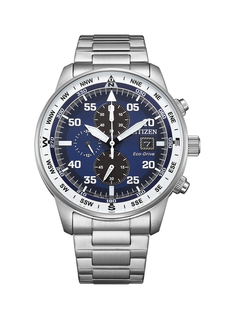 سيتيزن Eco-Drive Chronograph Men’s Watch CA0880-58L, 44 mm Blue Dial, Stainless Steel Case & Bracelet, 100 m WR - Image 1