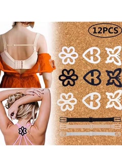 Generic 12 Pcs Bra Strap Clips Conceal Bra Straps Bra Cross Back Clips Elastic Adjustable Non Slip Strap Holder for Ladies Women Girls  - Image 1