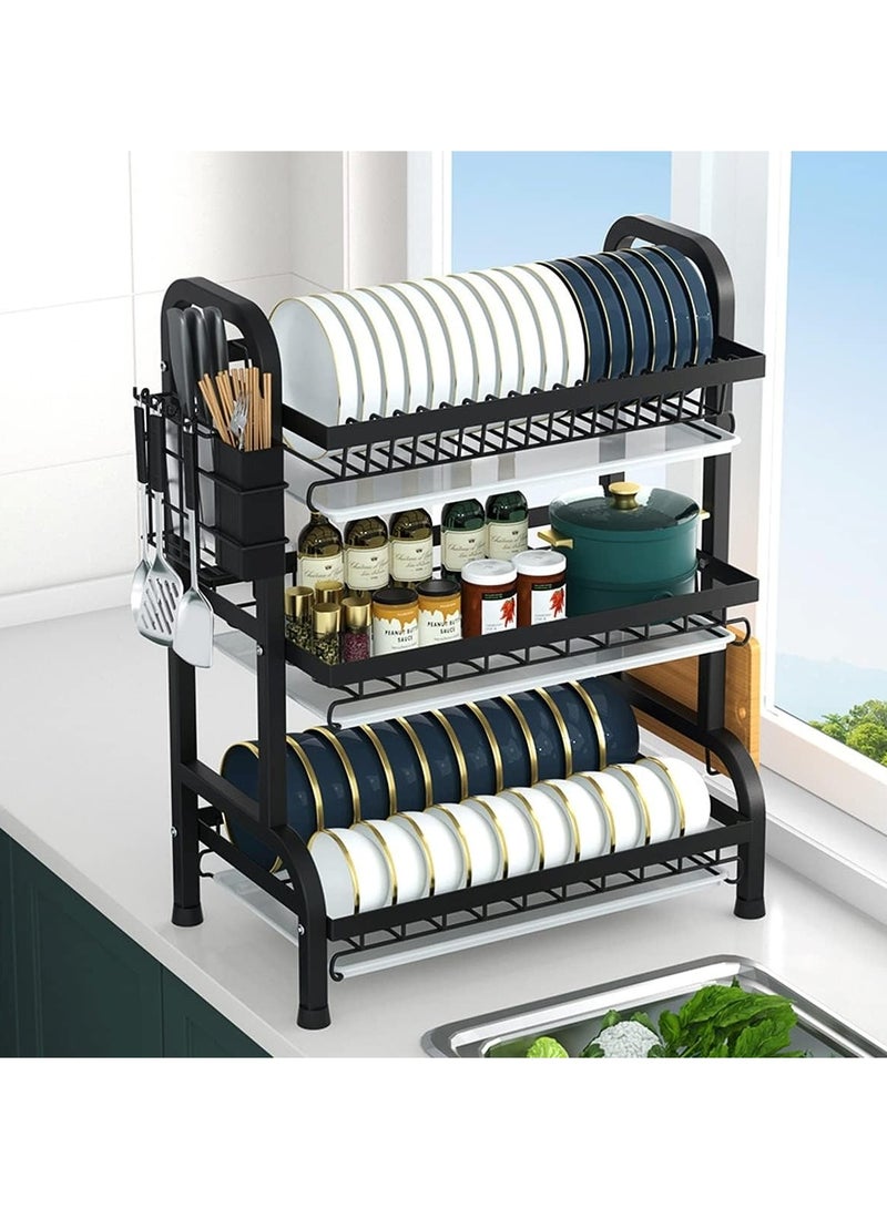 Huitich Kitchen Carbon Steel Drain Bowl and Dish Rack Storage Rack with Chopsticks and Chopping Board  - Image 5