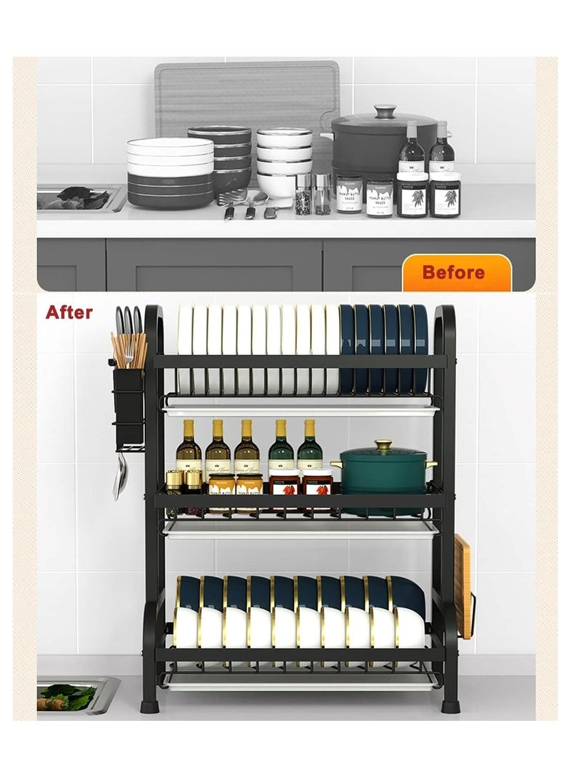 Huitich Kitchen Carbon Steel Drain Bowl and Dish Rack Storage Rack with Chopsticks and Chopping Board  - Image 4