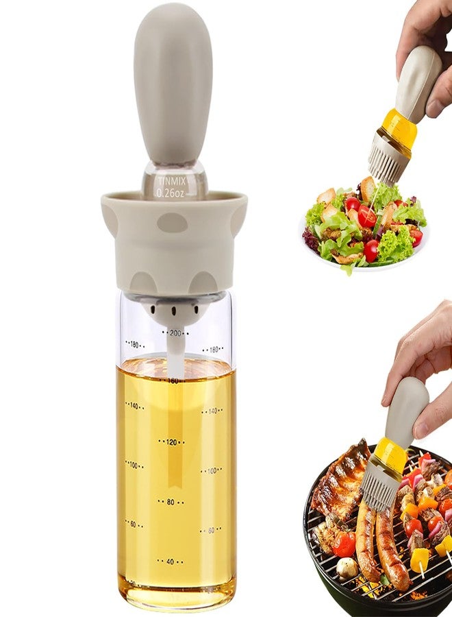 TINMIX Oil Dispenser with Brush - 200ml Olive Oil Dispenser with Silicone Basting Brush for Kitchen Cooking Frying, T-OB200, Grey - Image 1