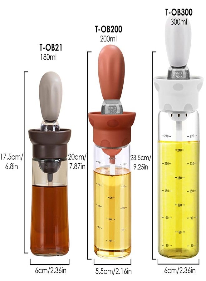TINMIX Oil Dispenser with Brush - 200ml Olive Oil Dispenser with Silicone Basting Brush for Kitchen Cooking Frying, T-OB200, Grey - Image 2
