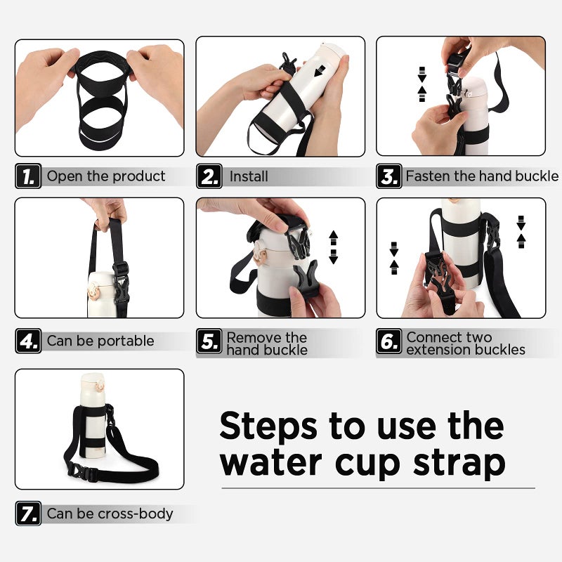 EasyAcc Water Bottle Holder Strap Sling, for Owala FreeSip 24 32 40 oz, Hydro Flask, Cirkul, Yeti, Stanley Flip, Universal Water Bottles, with Carabiner, for Walking Curise Travel (Bottle Excluded) - Image 2