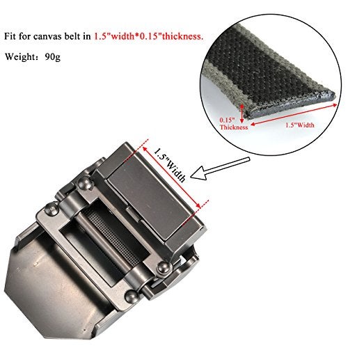 Ayliss Men Military Thicken Canvas Web Belt,Separate Interchangable Metal Buckle (Solid Pattern Buckle) - Image 5