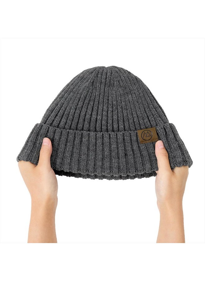 Zando - 2024 Satin Lined Beanie For Women Men Warm Winter Hats For Women Knit Satin Beanie Slouchy Skull Caps Silky Lining Hat For Women Unisex Knit Lined Beanie Winter Satin Beanie Dark Grey One Size - Image 1