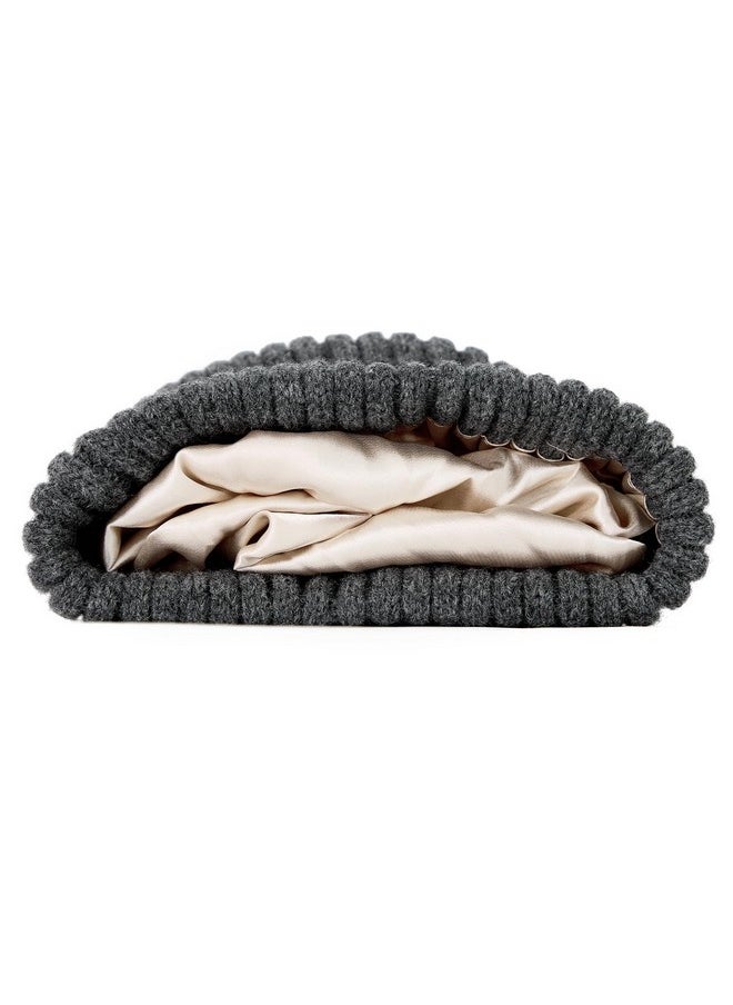 Zando - 2024 Satin Lined Beanie For Women Men Warm Winter Hats For Women Knit Satin Beanie Slouchy Skull Caps Silky Lining Hat For Women Unisex Knit Lined Beanie Winter Satin Beanie Dark Grey One Size - Image 1