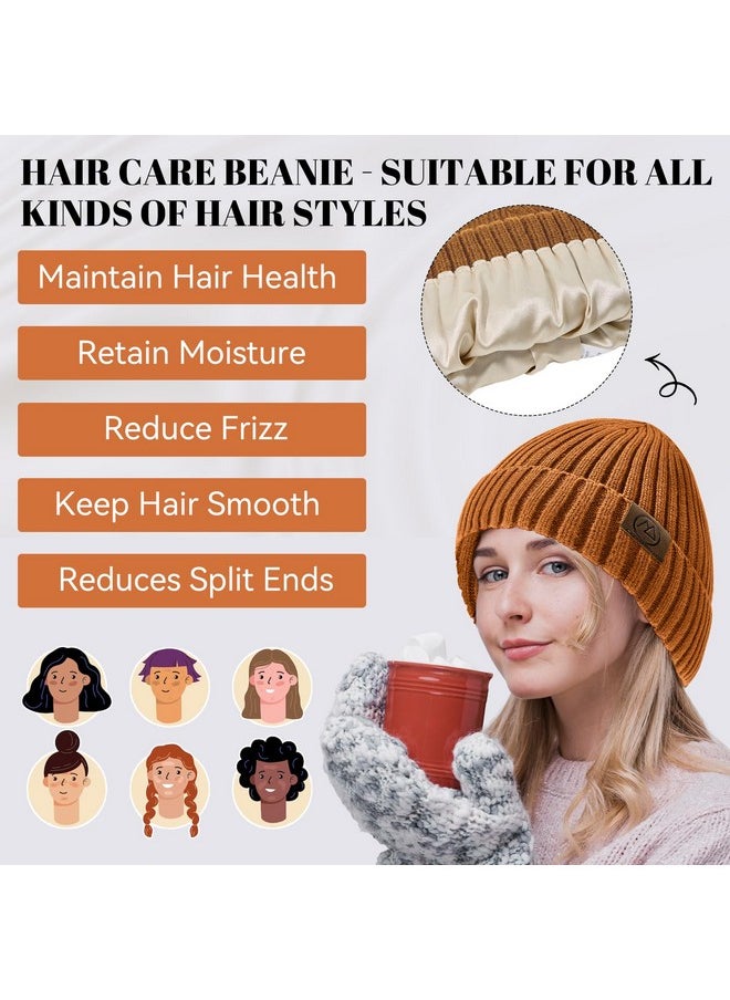 Zando - 2024 Satin Lined Beanie For Women Men Warm Winter Hats For Women Knit Satin Beanie Slouchy Skull Caps Silky Lining Hat For Women Unisex Knit Lined Beanie Winter Satin Beanie Dark Grey One Size - Image 1