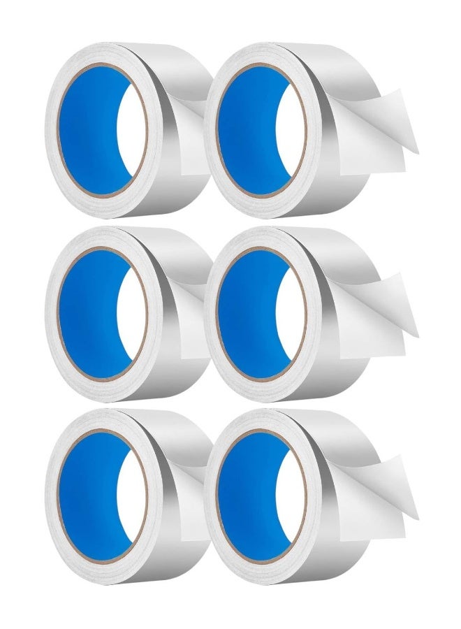 MOMENT 6 Rolls Aluminum Foil Tape | 2 Inches X 25 Yards | Insulation Adhesive Metal Tape For Hvac, Sealing & Patching Hot & Cold Air Ducts | Silver Tape For Metal Repair  - Image 1