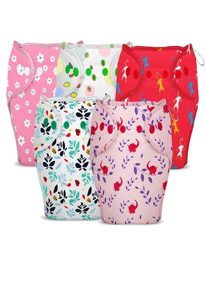 Bumberry New & Improved Smart Nappy Cloth Diaper For New Born Baby (SM |4-9 months) | Holds Upto 3 Pees With Extra Absorption & 100% Leak Protection All in One Diaper For Just Borns - 5 Pcs - Kit 2 - Image 1