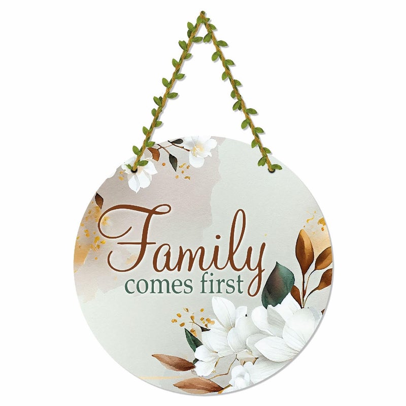 Divinity Decor Family comes first-Home & Wall Decoration Items for Entrance Gate Decor, Decorative Items for Living Room, Door, Bedroom, 10x10 inch | Welcome Home Wall Hanging-41 - Image 1