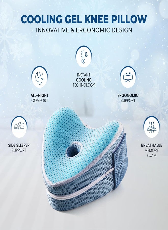 TULARIS Cooling Gel Knee Pillow for Side Sleepers Hip Pain - Between Leg Pillow for Side Sleeping - Sciatica Pain Relief Support for Lower Back, Knees, Joints, and Spine - Image 2
