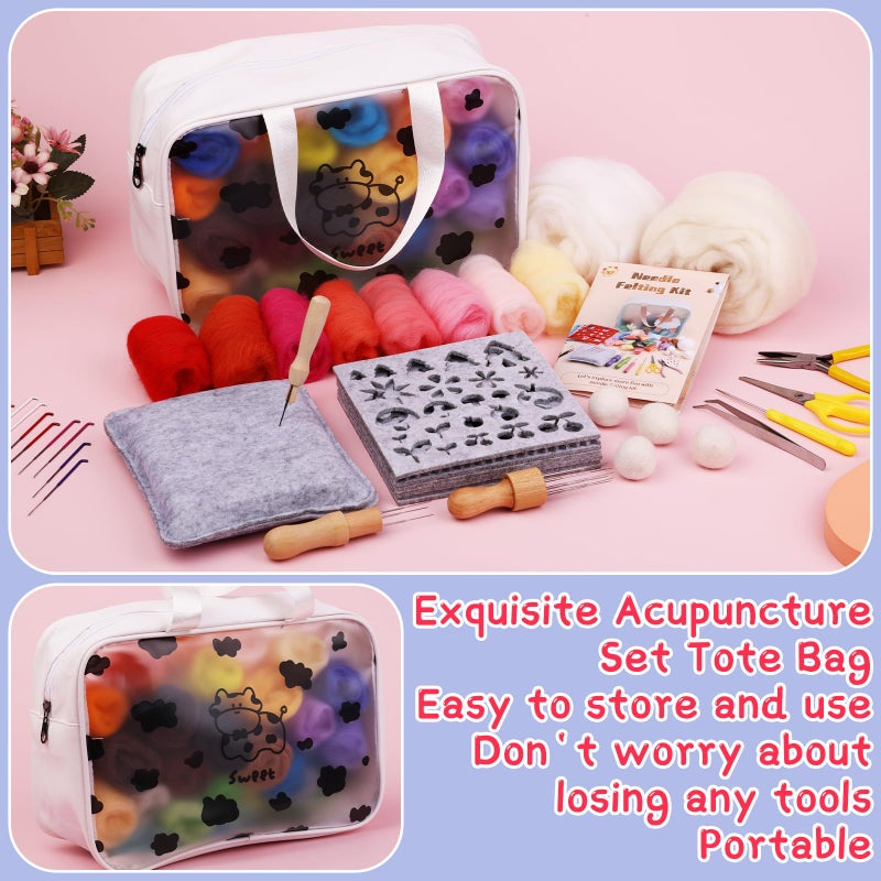 Mayboos Needle Felting Kit, 42 Colors Wool Roving Set, Needle Felting Kit with Felting Tool and Foam Mat Needle Felting Supplies for Home Decoration Felted - Image 3