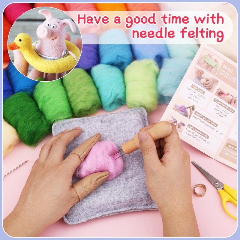 Mayboos Needle Felting Kit, 42 Colors Wool Roving Set, Needle Felting Kit with Felting Tool and Foam Mat Needle Felting Supplies for Home Decoration Felted - Image 5