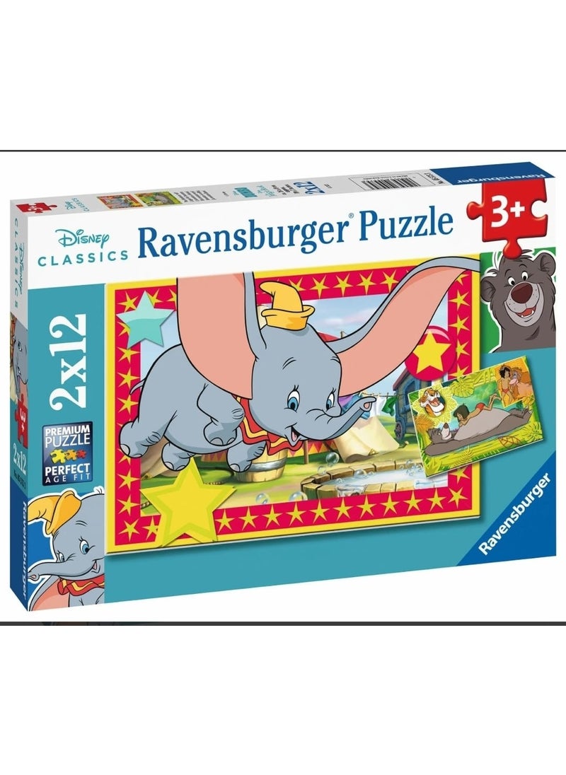 Ravensburger - Revensburger Dumbo Puzzle 2X12 Pieces. - Image 1
