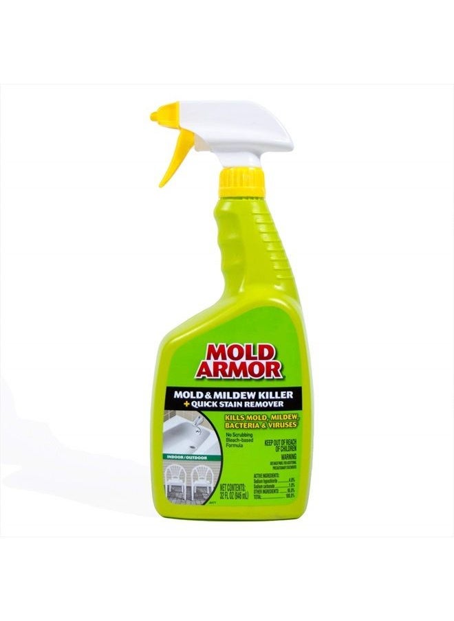 Mold and Mildew Killer + Quick Stain Remover, 32 oz., Trigger Spray Bottle, Eliminates 99.9% of Household Bacteria and Viruses, Ideal Bathroom Mold and Mildew Remover