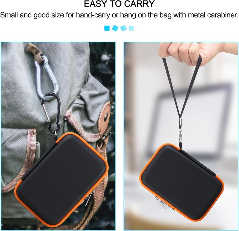 Lacdo Hard Drive Carrying Case for LaCie Rugged Mini/Rugged External Hard Drive Portable HDD 1TB 2TB 4TB 5TB USB 3.0 2.0 Hard EVA Shockproof Protective Storage Holder Travel Bag, Black+Orange - Image 4