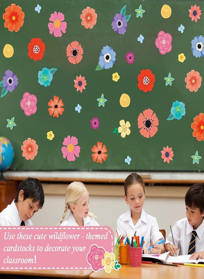 ojustbeok 60Pcs Back to School Wildflowers Bulletin Board Decoration Wildflowers Classroom Decor Cutouts Set Preschool Floral Themed Card Teacher Students Supplies for Party School Classroom Walls Blackboard - Image 5