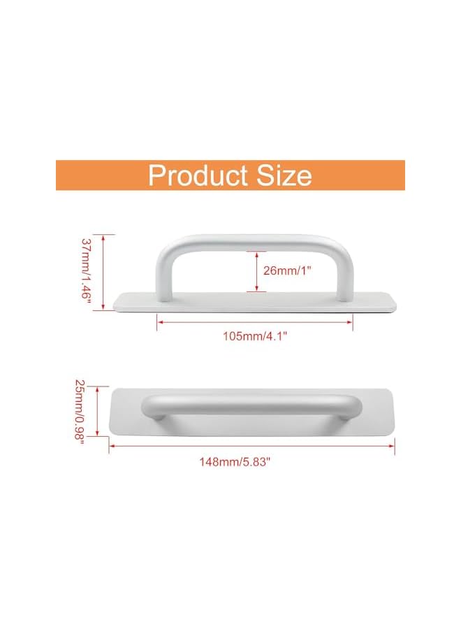 promass Cabinet Drawer Handles Pulls of Self-Stick Instant,Aluminum Alloy Push Pull Handles Helper with Adhesive Door Handle for Kitchen, Window Sliding Closet,148mm,2PCS,Silver - Image 2