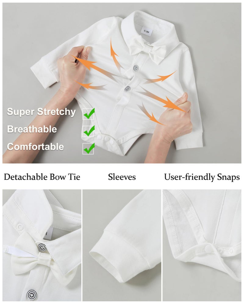 YALLET Baby Boy Clothes Suit Infant Boy Gentleman Outfits Baby Boy Christening Outfit Dress Shirt+Bowtie+Vest+Pants Set for Wedding Party(Baby Baptism Outfits, 3-6 Months) - Image 2