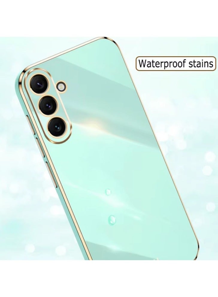 Electroplate Silicone Case Cover for Samsung Galaxy A56 5G plated edge cute love soft TPU buffer, 4 Angle shock protection(White) - Image 4