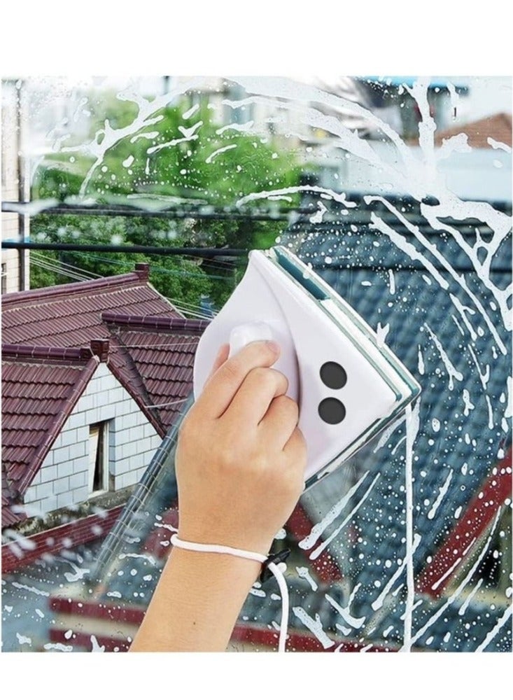 Magnetic Window Cleaner Double-Sided | High-Rise Window Glass Wiper | Adjustable Magnetic Washing Brush | Strong Magnet Glass Cleaner for Home & Office | ABS Plastic Shell with Rubber Wiper | Window Cleaning Tool for Balcony & Sliding Glass - Image 2
