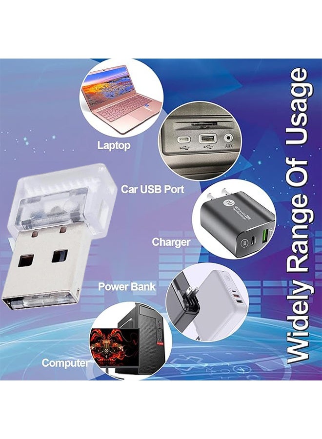 2Pcs USB LED Atmosphere Lights Mini Car Interior Accessories Ambient Lamp Universal, Mini USB LED Decoration Night Light for All Car Interiors (Multicolor) - Image 2