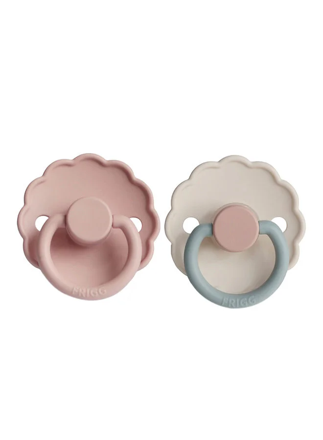 FRIGG Pack Of 2 Daisy Silicone Baby Pacifier 0-6M, Blush/Cotton Candy - Size 1