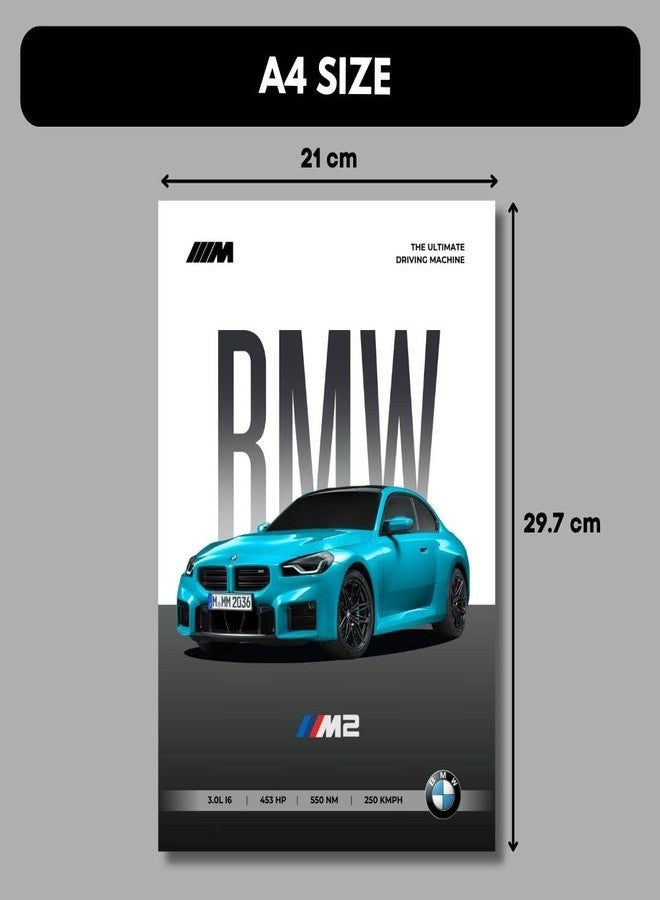 Funk You Store BMW Car Posters (Set of 6) A4 Car Posters BMW M2, M3, M4, M5, M6 & M8 | Sportscar Unframed Cars Poster for wall | For Home, Bedroom, Living room decoration (D_002) - Image 2
