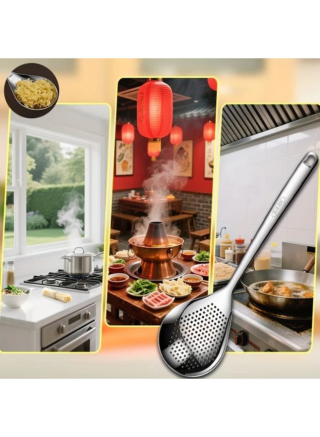 304 Stainless Steel Colander And Ladle Set 2Pcs Skimmer Kitchen Utensil - Image 5