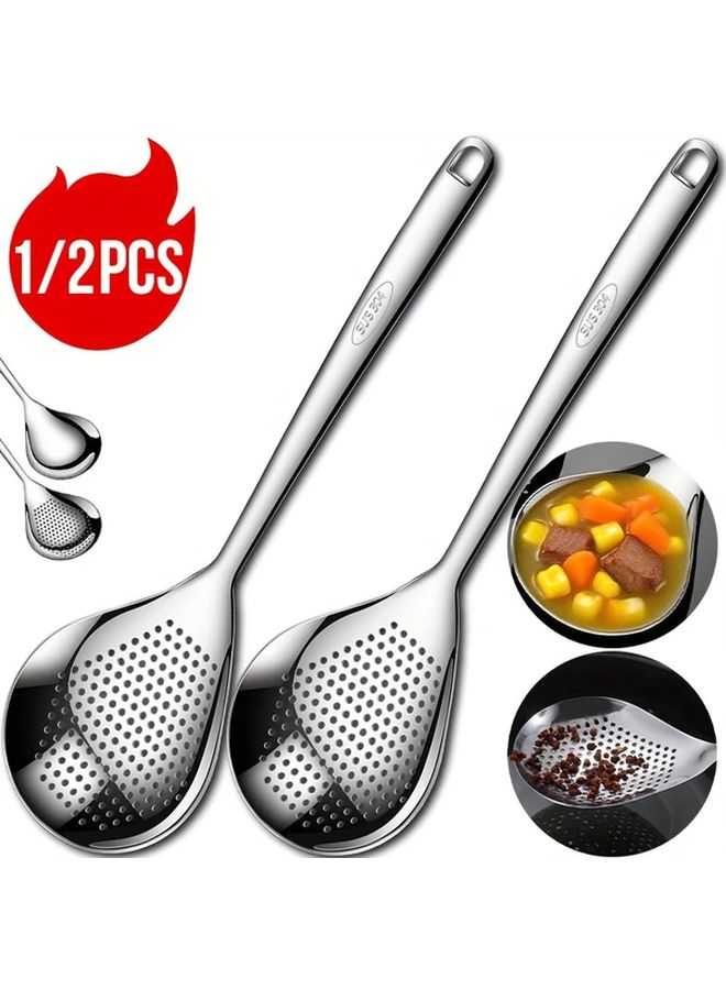 304 Stainless Steel Colander And Ladle Set 2Pcs Skimmer Kitchen Utensil - Image 1