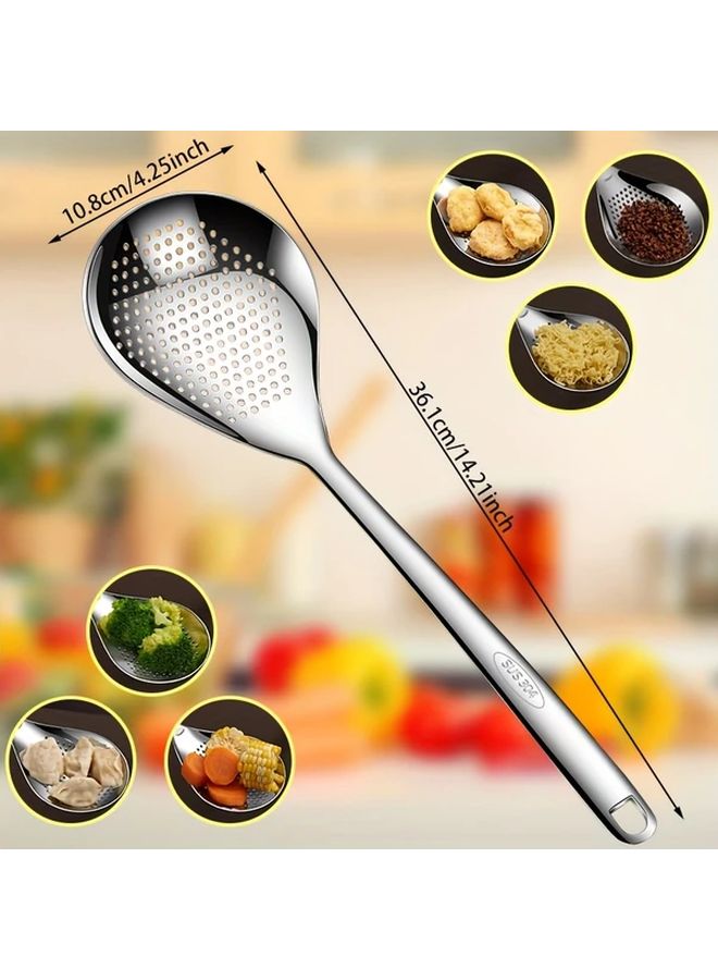 304 Stainless Steel Colander And Ladle Set 2Pcs Skimmer Kitchen Utensil - Image 3