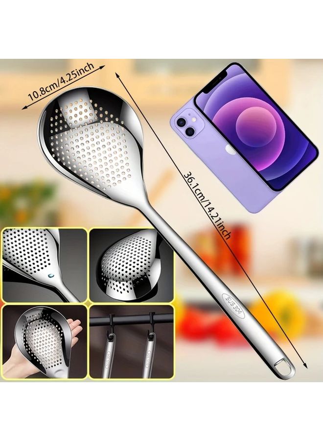 304 Stainless Steel Colander And Ladle Set 2Pcs Skimmer Kitchen Utensil - Image 4