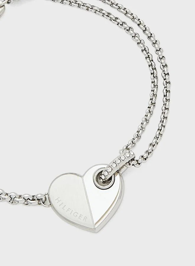 Tommy Hilfiger  Womens Chain Bracelet In Stainless Steel With A Heart Charm - 2780928 for Women | Best Price UAE