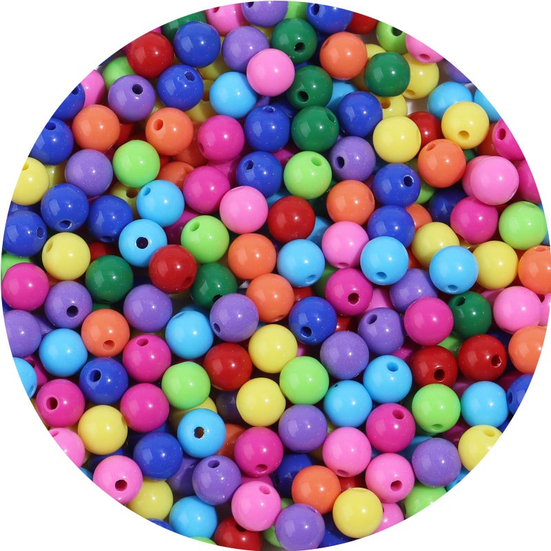 Yumttero 500PCS 8mm Smooth Mixed Color Acrylic Round Craft Beads Spacer Beads with Hole for DIY Bracelet Necklace Earrings Keychain Women Jewelry Making SuppliesSmooth Deep Mixed Color - Image 3
