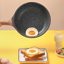 Gvnd Nonstick Frying Pan Anti Scratch8 Inch Skillet Cast Aluminum Cookware Induction Compatible Black - Image 2