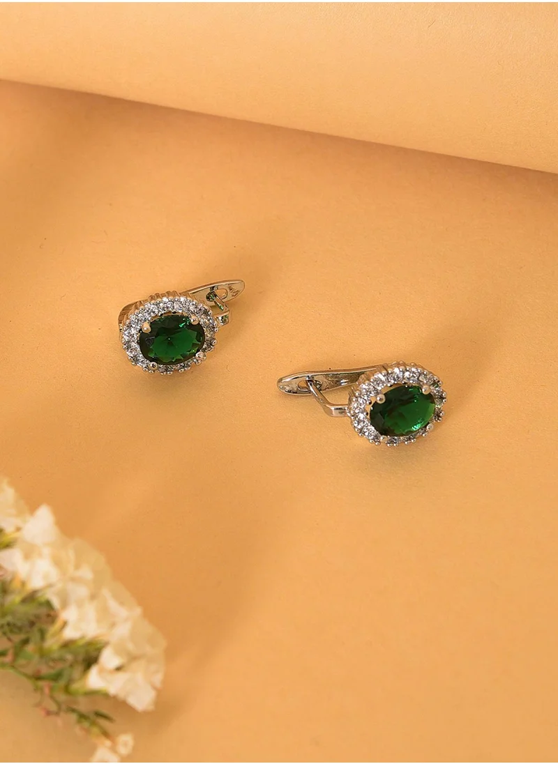 SOHI Green & Contemporary Stud Earrings