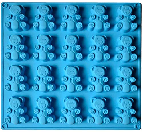 Palksky 20 Cavity Large Gummy Bear MoldBig Bear Crayon Mold for Brownie Muffin Chocolate Ganache Jelly Pralines Caramels Candy Soap Bar Bath Bomb Mould