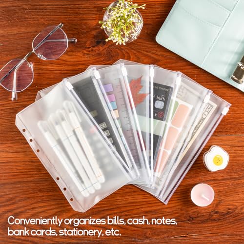 LXWHYP 16 Pcs A6 Zippered Binder Envelope Pouches for 6-Ring Budget Cash System, Clear Inserts for Money Saving and Budgeting, With 42 Sticky Labels - Image 5