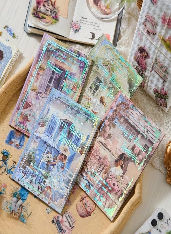 SAMVARDHAN Season Vintage Floral Aesthetic Sticker Book Set -20 Sheets,140PCS Sticker for Journaling, Planner Decoration & DIY Crafts | Romantic Garden Theme Stationery (Pack of 4) - Image 1