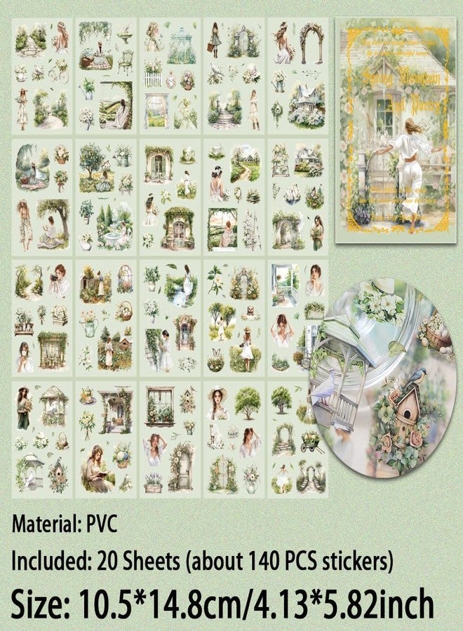 SAMVARDHAN Season Vintage Floral Aesthetic Sticker Book Set -20 Sheets,140PCS Sticker for Journaling, Planner Decoration & DIY Crafts | Romantic Garden Theme Stationery (Pack of 4) - Image 5