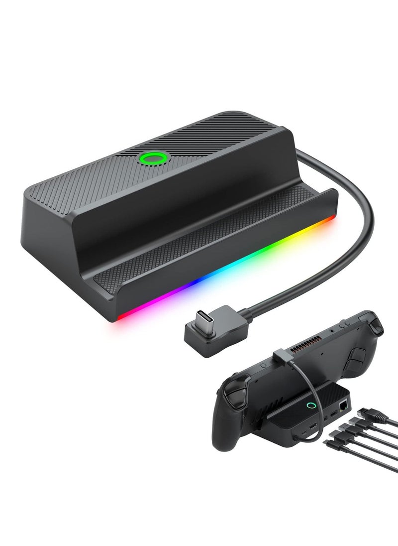 Docking Station for Steam Deck with LED Light, 5-in-1 Steam Dock with Gigabit Ethernet, HDMI 2.0 4K@60Hz, 2 USB-A 3.1, 100W Full Speed Charging Port, Dock for Steam Deck Accessories - Image 1