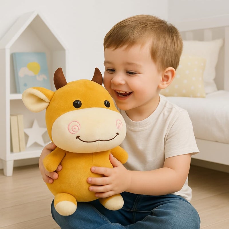Storio دميّة بقرة لطيفة محشوة للأطفال | ألعاب محشوة ناعمة للأطفال الصغار | لعبة حيوانات محشوة للأطفال - 27 سم - Image 1