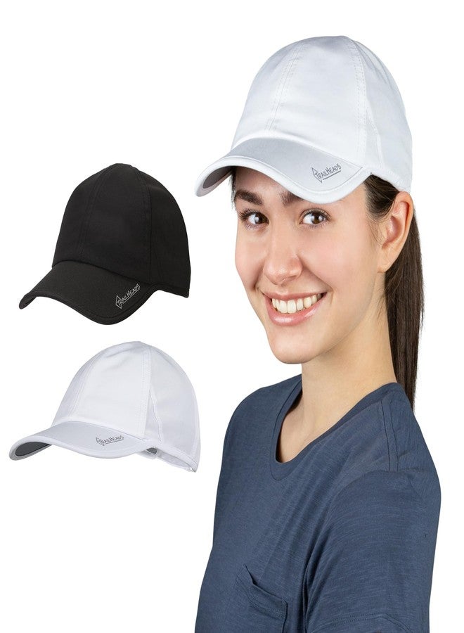 TrailHeads UV Protection Running Hats for Women, 50+ UPF - Summer Hats for Women Baseball Cap - Tennis, Golf, Gym, Workout White and Black - Image 1