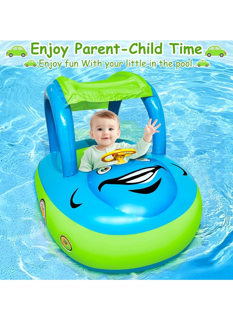 Generic Baby Pool Float with UPF 50+ Canopy, Car Shaped Inflatable Baby Swim Float with Sunshade Safty Seat, Baby Swimming Float Summer Beach Outdoor Play for Age of 6-36 Months  - Image 4