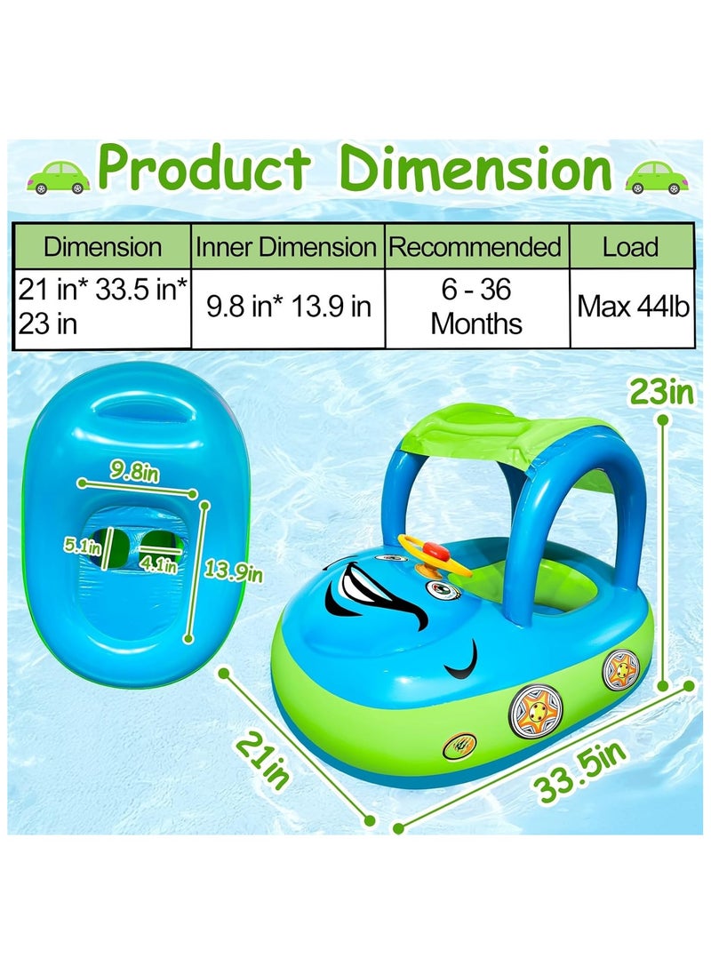 Generic Baby Pool Float with UPF 50+ Canopy, Car Shaped Inflatable Baby Swim Float with Sunshade Safty Seat, Baby Swimming Float Summer Beach Outdoor Play for Age of 6-36 Months  - Image 5
