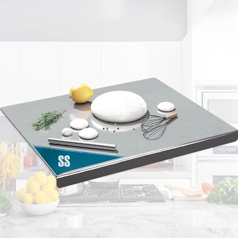 GRILL BUMP 304 Stainless Steel Chopping Board Cutting Board with Lip for Kitchen Rust Proof Easy to Use NonSlip for Vegetables Meat Fish Fruits High Temperature Resistant 1 PCS - Image 1