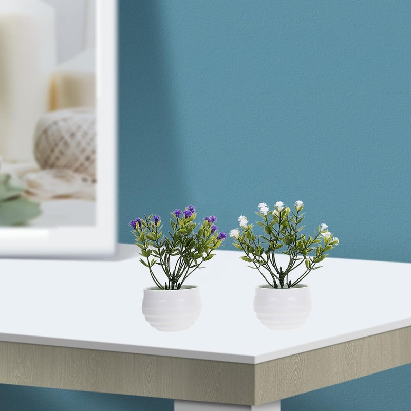 ABOOFAN 4pcs Small Fake Flowers Plants Mini Artificial Potted Plants for Table Desk Home Bathroom Office Decor - Image 2